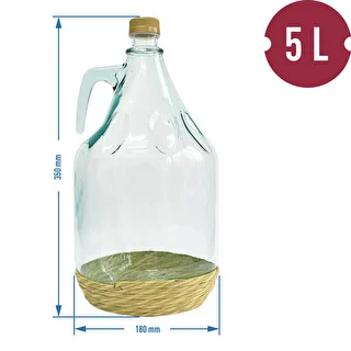 Demižón Dama 5L v opletení, so skrutkovacím uzáverom – photo 3