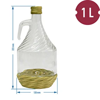 Demižón Dama 1L v opletení, so skrutkovacím uzáverom – photo 2