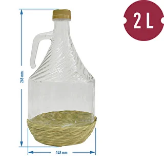 Demižón Dama 2L v opletení, so skrutkovacím uzáverom – photo 2
