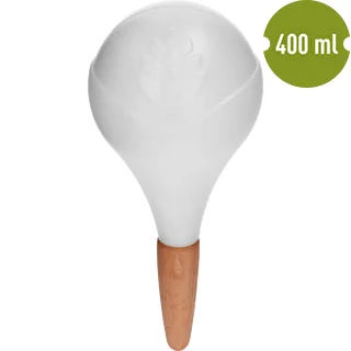 Zavlažovacia guľa pre rastliny, biela matná s keramickou nožičkou, 400ml – photo 2