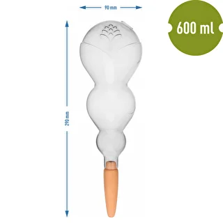 Trojitá zavlažovacia guľa (trojkomorová), priehľadná bezfarebná, s keramickou nožičkou, 600 ml – photo 5