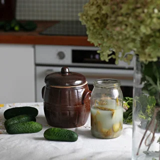 Kameninový súdok 4,5 l s vekom – photo 2