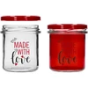 Jednoduchý pohár 346ml fi 82 s farebnou potlačou "Made With Love" a bordovým viečkom, 3 ks. - 4 ['pohár s potlačou', ' poháre na zaváraniny', ' ozdobné poháre', ' pohár s nápisom', ' ozdobný pohár', ' poháre na džemy', ' sklenený pohár s viečkom', ' pohár na zaváraniny s viečkom', ' pohár TO', ' pohár twist-off']