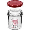 Jednoduchý pohár 346ml fi 82 s farebnou potlačou "Made With Love" a bordovým viečkom, 3 ks. - 5 ['pohár s potlačou', ' poháre na zaváraniny', ' ozdobné poháre', ' pohár s nápisom', ' ozdobný pohár', ' poháre na džemy', ' sklenený pohár s viečkom', ' pohár na zaváraniny s viečkom', ' pohár TO', ' pohár twist-off']