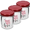 Jednoduchý pohár 346ml fi 82 s farebnou potlačou "Made With Love" a bordovým viečkom, 3 ks. - 2 ['pohár s potlačou', ' poháre na zaváraniny', ' ozdobné poháre', ' pohár s nápisom', ' ozdobný pohár', ' poháre na džemy', ' sklenený pohár s viečkom', ' pohár na zaváraniny s viečkom', ' pohár TO', ' pohár twist-off']