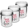 Jednoduchý pohár 346ml fi 82 s farebnou potlačou "Made With Love" a bordovým viečkom, 3 ks. - 3 ['pohár s potlačou', ' poháre na zaváraniny', ' ozdobné poháre', ' pohár s nápisom', ' ozdobný pohár', ' poháre na džemy', ' sklenený pohár s viečkom', ' pohár na zaváraniny s viečkom', ' pohár TO', ' pohár twist-off']