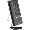 Meteorologická stanica – elektronická, sonda, čierna  - 1 ['teplomer s hodinami', ' vnútorný teplomer', ' izbový teplomer', ' vonkajší teplomer', ' závesný teplomer', ' stojaci teplomer']