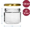Nízka nádoba 330ml - so zlatým viečkom fi 82/6, 6ks. - 7 ['nízka nádoba', ' sklenená nádoba', ' nádoba 330ml', ' viečko twist-off', ' nádoba na džemy', ' nádoba na skladovanie', ' domáce konzervy', ' nádoba na slede', ' nádoba na šalát', ' nádoba na dezert']