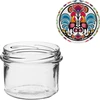 Pohár TO 235 ml s farebným viečkom fi82 - 6ks. - 6 ['sklenený pohár', ' ozdobné viečka', ' na zaváraniny', ' na zaváranie', ' na džemy', ' sada pohárov']