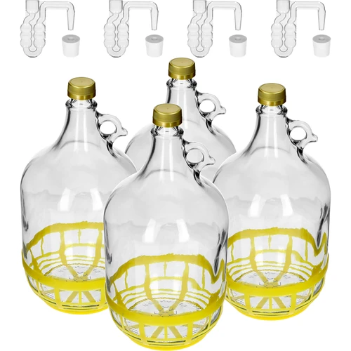 4 x Dama 5L s kork., kvas. trub., uzáv. a koš.  - 1 ['džbán', ' džbán na víno', ' džbán dama', ' dama v koši', ' dama 5 L', ' balón 5 L', ' demižón', ' balón v košíku', ' fľaša dama 5L v koši', ' balón džbán na víno', ' džbán na pálenku']