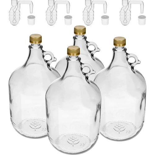 4 x Dama 5L s korkom a kvasnou trubičkou a uzáverom  - 1 ['demižón', ' demižón na víno', ' demižón dama', ' dama 5 L', ' balón 5 L', ' demižón', ' balón', ' fľaša dama 5L', ' balón demižón na víno', ' demižón na pálenku']