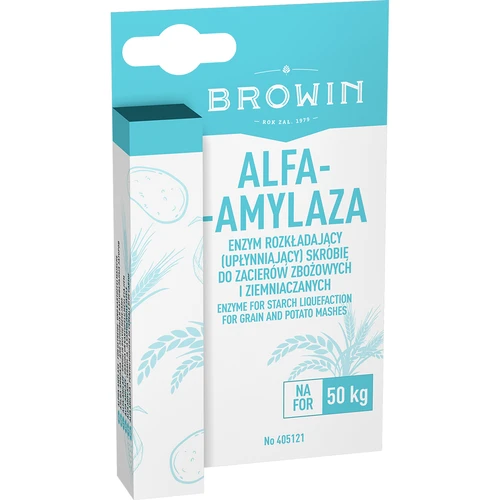 Alfa-amyláza v tekutine  - 1 ['Enzým na skvapalňovanie škrobu', ' na kaše', ' na zemiaky', ' na obilné kvasnice', ' zemiakové destiláty']