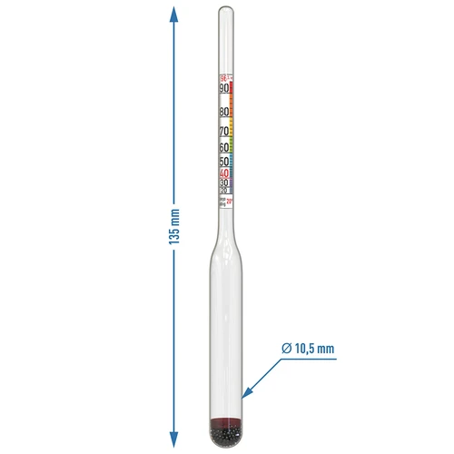 Alkoholometer Mini - 6 ['alkoholometer', ' areometer na meranie alkoholu', ' alkoholový indikátor', ' na destiláty', ' na vodky', ' na lieh', ' merač na meranie alkoholu', ' malý merač na alkohol', ' malý alkoholometer', ' príslušenstvo na destiláciu']