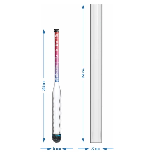 Alkoholometer nerozbitný s skúmavkou, rozsah merania 20-98% - 6