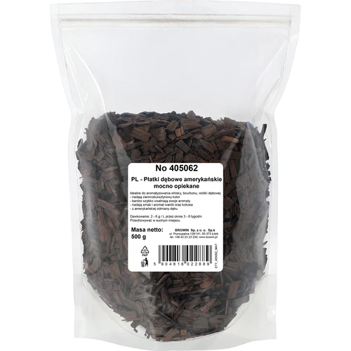 Americké dubové vločky silne opekané, 500g - 2 ['dubové chipsy', ' dubové vločky', ' prírodné dubové vločky', ' silne opekané dubové vločky', ' dubové vločky na whisky', ' dubové vločky na bourbon', ' vločky na brandy', ' vločky na dubovú vodku', ' zrenie nápojov', ' aromatizovanie nápojov', ' na alkohol', ' prísady do alkoholu', ' chuťové prísady', ' dubové vločky 500 g', ' americké dubové hobliny', ' vločky z amerického dubu', ' aromatizujúce vločky', ' silne opekané chipsy', ' ako ľahko vyrobiť whisky', ' dubové vločky pol kg']