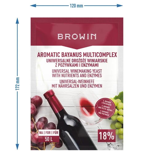 Aromatic Bayanus Multicomplex štartovacia sada na víno, 40 g - 4 ['kvasnice bayanus', ' bayanusy', ' vinárske kvasnice', ' víno 18%', ' kvasnice +živná pôda', ' na ovocné vína', ' na 50 l vína', ' recept na víno', ' fermentácia v dreni', ' silné víno', ' pektoenzým']
