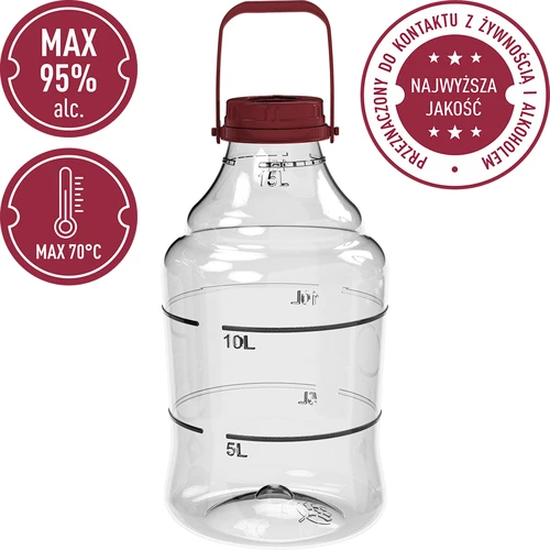 Balón na víno ľahký, nerozbitný, s držadlom, 15 L - 5 ['fermentačná nádoba', ' fermentačná nádoba', ' v čom fermentovať', ' balón na víno', ' balón na pivo', ' na fermentáciu', ' balón so širokým hrdlom', ' PET balón', ' plastový balón', ' nerozbitný balón', ' balón na víno', ' vinárska novinka', ' balón 15 L', ' fermentor s uzáverom']