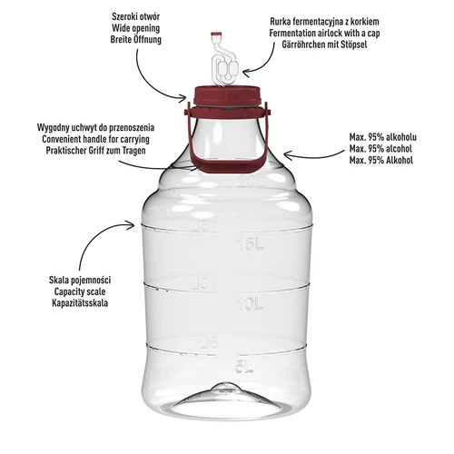 Balón na víno ľahký, nerozbitný s držadlom, 20 L - 4 ['fermentačná nádoba', ' fermentačná nádoba', ' v čom fermentovať', ' balón na víno', ' balón na pivo', ' na fermentáciu', ' balón so širokým otvorom', ' PET balón', ' plastový balón', ' nerozbitný balón', ' balón na víno', ' vinárska novinka']