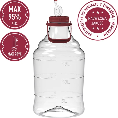 Balón na víno ľahký, nerozbitný s držadlom, 20 L - 5 ['fermentačná nádoba', ' fermentačná nádoba', ' v čom fermentovať', ' balón na víno', ' balón na pivo', ' na fermentáciu', ' balón so širokým otvorom', ' PET balón', ' plastový balón', ' nerozbitný balón', ' balón na víno', ' vinárska novinka']