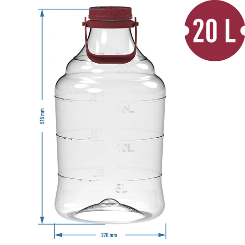 Balón na víno ľahký, nerozbitný s držadlom, 20 L - 6 ['fermentačná nádoba', ' fermentačná nádoba', ' v čom fermentovať', ' balón na víno', ' balón na pivo', ' na fermentáciu', ' balón so širokým otvorom', ' PET balón', ' plastový balón', ' nerozbitný balón', ' balón na víno', ' vinárska novinka']