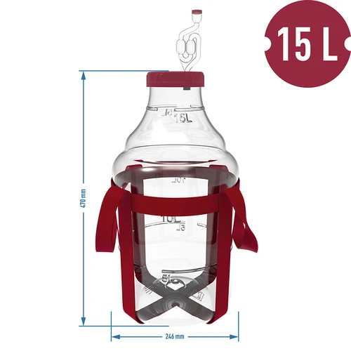 Balón na víno ľahký, nerozbitný, s popruhmi, 15 L - 6 ['balóny na víno', ' balóny na pivo', ' nádoby na víno', ' nádoby na pivo', ' nádoby PET', ' balóny so širokým hrdlom', ' vinárske súpravy', ' nerozbitné nádoby', ' nádoby na fermentáciu', ' balóny na fermentáciu', ' balóny so skrutkovacím uzáverom', ' balóny s príslušenstvom', ' novinky vo vinárstve', ' domáce vína', ' domáce pivá', ' popruhy na prenášanie', ' balóny', ' z plastu', ' nerozbitné', ' fermentor', ' demižón', ' galón', ' víno', ' pivo', ' s popruhmi', ' súprava']