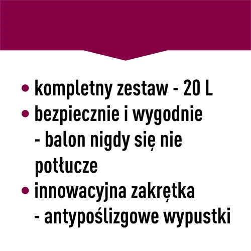 Balón na víno ľahký, nerozbitný, s popruhmi, 20 L - 22 ['balóny na víno', ' balóny na pivo', ' nádoby na víno', ' nádoby na pivo', ' nádoby PET', ' balóny so širokým hrdlom', ' vinárske súpravy', ' nerozbitné nádoby', ' nádoby na fermentáciu', ' balóny na fermentáciu', ' balóny so skrutkovacím uzáverom', ' balóny s príslušenstvom', ' novinky vo vinárstve', ' domáce vína', ' domáce pivá', ' popruhy na prenášanie', ' balóny', ' z plastu', ' nerozbitné', ' fermentor', ' demižón', ' demižón', ' galón', ' víno', ' pivo', ' s popruhmi', ' súprava']