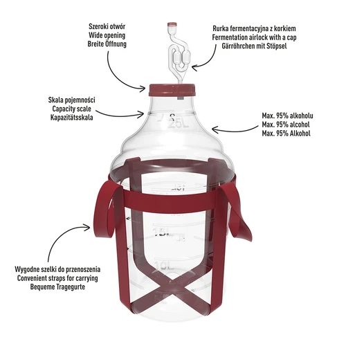 Balón na víno ľahký, nerozbitný, s popruhmi, 25 L - 4 ['balóny na víno', ' balóny na pivo', ' nádoby na víno', ' nádoby na pivo', ' nádoby PET', ' balóny so širokým hrdlom', ' vinárske súpravy', ' nerozbitné nádoby', ' nádoby na fermentáciu', ' balóny na fermentáciu', ' balóny so skrutkovacím uzáverom', ' balóny s príslušenstvom', ' novinky vo vinárstve', ' domáce vína', ' domáce pivá', ' popruhy na prenášanie', ' balóny', ' z plastu', ' nerozbitné', ' fermentor', ' demižón', ' demižón', ' galón', ' víno', ' pivo', ' s popruhmi', ' súprava']