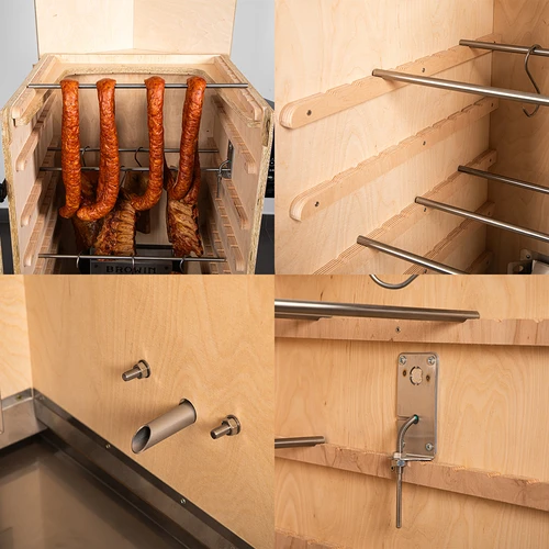 Bezrámová udiareň dragON PLYWOOD NATURE s Wi‑Fi ovládačom, 200L - 5