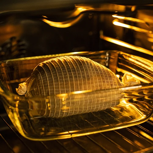 Biela údenárska sieťka s rozmermi 12,5 cm x 5 m, s tepelnou odolnosťou do 220°C - typ B - 6