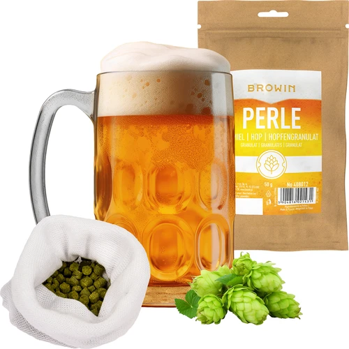 Chmeľ Perle - granulát 50 g - 3 ['chmelenie piva', ' chmeľ do piva', ' chmeľ alfa kyseliny', ' pivo', ' domáce pivo', ' robím pivo', ' ako urobiť pivo', ' aký chmeľ do piva', ' aký chmeľ vybrať', ' chmeľ v granuláte', ' granulát chmeľový', ' chmeľ perle']