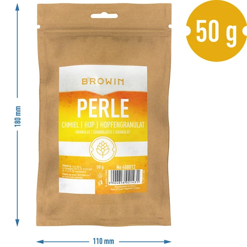 Chmeľ Perle - granulát 50 g - 6 ['chmelenie piva', ' chmeľ do piva', ' chmeľ alfa kyseliny', ' pivo', ' domáce pivo', ' robím pivo', ' ako urobiť pivo', ' aký chmeľ do piva', ' aký chmeľ vybrať', ' chmeľ v granuláte', ' granulát chmeľový', ' chmeľ perle']