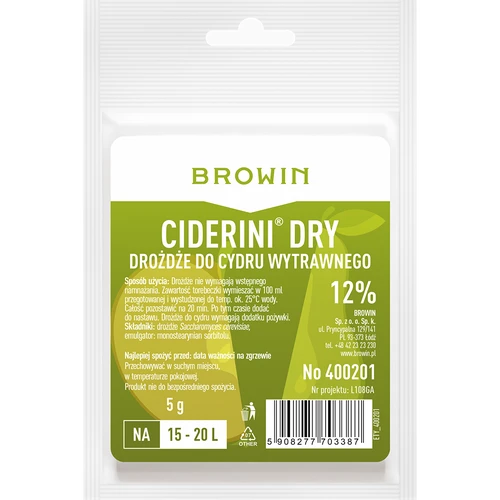Ciderové kvasnice Ciderini Dry, 5 g  - 1 ['kvasnice na cider', ' kvasnice na suchý cider', ' kvasnice na jablkový cider', ' suchý cider', ' jablkový cider']