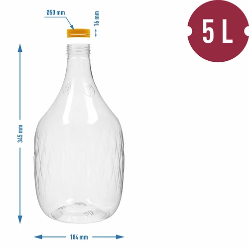 Demižón Dama 5 l PET, so skrutkovacím uzáverom - 4