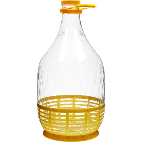 Demižón Dama 5 l PET, so skrutkovacím uzáverom, rukoväťou a košíkom