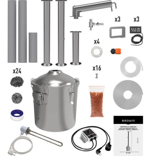 Destilátor Hawkstill Aabratek 1.0 Elektrický, 30 L - 2 ['destilátor Browin', ' modulárne destilátory', ' destilátor na 30 L', ' modulárny destilátor', ' destilátor Aabratek', ' inovatívny aabratek', ' hlava s vyberateľnou špirálou', ' Aabratek s vyberateľnou špirálou', ' čistý destilát', ' destilačná súprava', ' vypuklé veko', ' veko typu convex', ' destilačná nádoba s vekom', ' najlepšia súprava na destiláciu', ' destilačná súprava na rozšírenie', ' destilácia na rôznych zdrojoch tepla', ' inovatívny destilátor', ' odporúčaný destilátor']