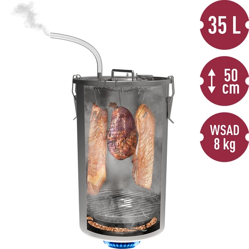 Domáca udiareň v hrnci, 35 L, na plynový sporák - 6 ['udiareň v hrnci', ' udiareň na sporák', ' údenie na plyne', ' spôsob údenia mäsa', ' údenie klobás', ' údenie rýb', ' údenie syrov', ' údenie doma', ' údenie bez dymu', ' údený losos', ' údené kurča', ' údený kapor', ' domáca udiareň', ' údenie doma', ' udiareň v hrnci 35 L', ' veľká udiareň v hrnci', ' vysoká udiareň', ' moderná udiareň', ' akú udiareň kúpiť']