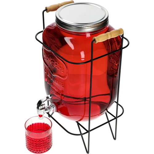 Dóza Limonáda 8 L - s kohútikom, na kovovom stojane s držadlami - 5 ['dóza s kohútikom', ' dóza na limonádu', ' pohár s kohútikom a stojanom', ' dóza na punč', ' priestranná dóza na nápoje', ' dávkovač nápojov', ' na oslavy', ' na servírovanie nápojov', ' sklenená dóza s kohútikom', ' dóza na stojane', ' pohár na limonádu', ' ozdobná nádoba na nápoje', ' dóza s rámom', ' sklenená fľaša s kohútikom', ' sklenená fľaša na nápoje', ' na servírovanie nápojov', ' limonáda na párty', ' pohár s kohútikom na párty', ' pohár s kohútikom a stojanom do záhrady', ' limonáda vonku', ' letné osvieženie', ' pohár so širokým otvorom a kohútikom', ' pohodlné nalievanie nápojov', ' na terasu a do záhrady', ' limonáda', ' punč', ' sangria', ' likér', ' na alkohol', ' na oslavy', ' na servírovanie nápojov a nápojov', ' stojan s držadlami na prenášanie', ' nápoje na oslavu mimo domu', ' na darček']