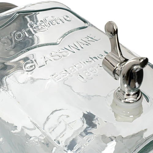 Dóza na limonádu, s kohútikom - sklenená, 4 L - 4 ['dóza na limonádu', ' dóza na nápoje', ' dóza s kohútikom', ' dóza 4 litre s kohútikom', ' sklenená fľaša s kohútikom', ' sklenená fľaša na nápoje', ' dóza na nápoj', ' dóza na nápoj na párty', ' dóza s kohútikom do záhrady', ' limonáda vonku', ' letné osvieženie']