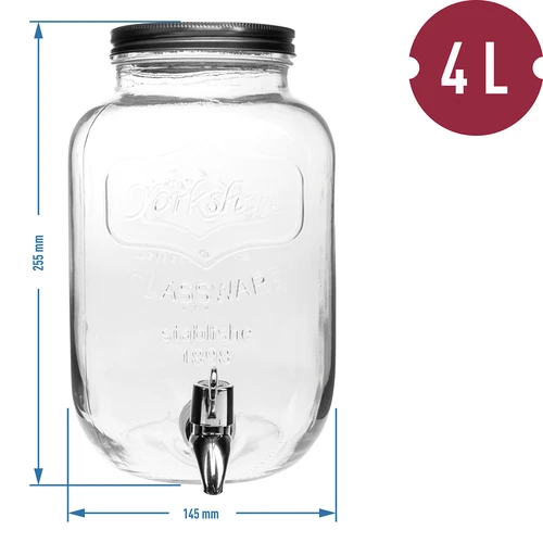 Dóza na limonádu, s kohútikom - sklenená, 4 L - 5 ['dóza na limonádu', ' dóza na nápoje', ' dóza s kohútikom', ' dóza 4 litre s kohútikom', ' sklenená fľaša s kohútikom', ' sklenená fľaša na nápoje', ' dóza na nápoj', ' dóza na nápoj na párty', ' dóza s kohútikom do záhrady', ' limonáda vonku', ' letné osvieženie']