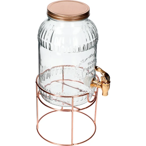 Dóza s kohútikom 3,8 L na stojane  - 1 ['dóza s kohútikom', ' dóza na limonádu', ' dóza na punč', ' dóza na nápoje', ' dávkovač nápojov', ' na oslavy', ' na podávanie nápojov', ' sklenená dóza s kohútikom', ' dóza na stojane', ' pohár s kohútikom']