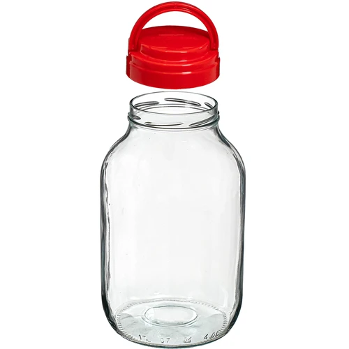Dóza TO 4 L a viečko fi 100 s držadlom - 3 ['dóza', ' sklenená dóza', ' sklenený pohár', ' pohár s viečkom', ' pohár na kvasenie uhoriek', ' pohár na uhorky', ' pohár na likéry', ' dóza na likéry', ' pohár s kliešťami', ' kliešte na uhorky', ' kuchynské kliešte']