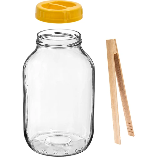 Dóza TO 4 L, kliešte a plastové viečko fi 100, s držadlom - 2 ['dóza', ' sklenená dóza', ' sklenený pohár', ' pohár s viečkom', ' pohár na kvasenie uhoriek', ' pohár na uhorky', ' pohár na likéry', ' dóza na likéry', ' pohár s držadlom', ' viečko s držadlom', ' praktická dóza', ' dóza s držadlom', ' pekný pohár', ' aký pohár kúpiť', ' pohár s kliešťami', ' pohár na uhorky', ' pohár na kvasené uhorky']