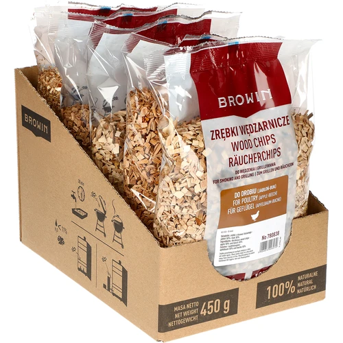 Drevené štiepky na údenie/grilovanie, 50 % jabloň + 50 % buk, 450 g, trieda 8 - 2