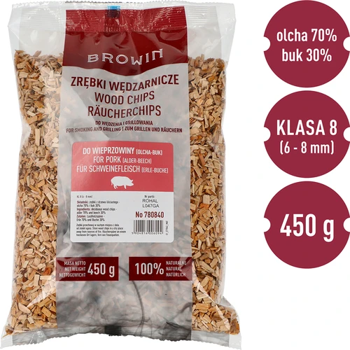 Drevené štiepky na údenie/grilovanie 70 % olša + 30 % buk, 450 g, tr. 8 - 3