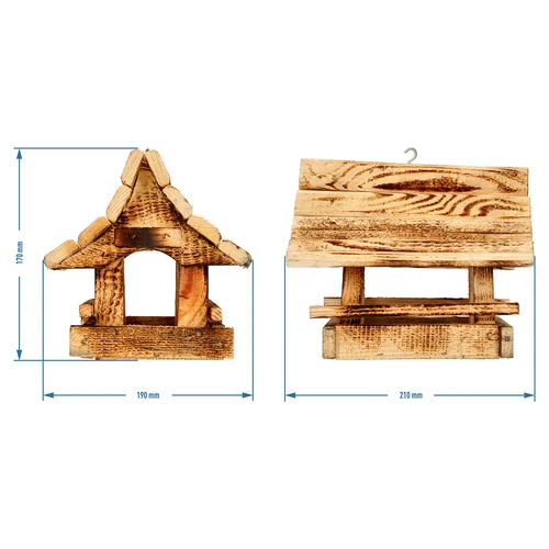 Drevený kŕmidlo pre vtáky, opálené, horský domček - 6 ['búdka pre vtáky', ' domček pre vtáky', ' kŕmenie vtákov', ' drevený kŕmidlo', ' opálené kŕmidlo']
