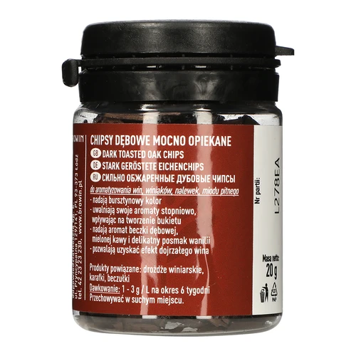Dubové lupienky silno opekané, 20 g  - 1 ['dubové lupienky silno opekané', ' dubové lupienky', ' dubové vločky', ' vločky do vína', ' dubové vločky do vína', ' zrenie vína', ' aromatizácia vína', ' do alkoholu', ' prísady do alkoholu', ' chuťové prísady']