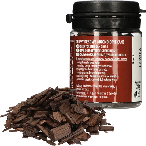 Dubové lupienky silno opekané, 20 g - 3 ['dubové lupienky silno opekané', ' dubové lupienky', ' dubové vločky', ' vločky do vína', ' dubové vločky do vína', ' zrenie vína', ' aromatizácia vína', ' do alkoholu', ' prísady do alkoholu', ' chuťové prísady']