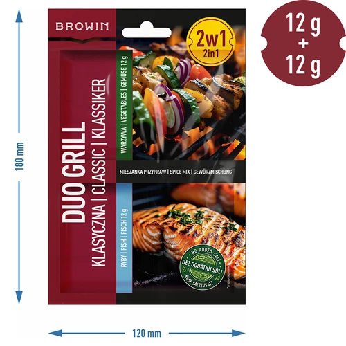 Duo Grill Klasická na ryby a zeleninu - zmes korenín 2 v 1, 2 x 12 g - 4 ['gril', ' koreniny a bylinky', ' koreniny na gril', ' koreniny na ryby na gril', ' grilovanie s chuťou', ' nové koreniny na grilovanie', ' dobre okorenené ryby z grilu', ' klasická korenina na ryby', ' korenina na zeleninu na gril', ' korenina na zeleninu', ' korenina na grilovanie', ' najlepšie na grilovanie rýb', ' ako okoreniť ryby na gril', ' koreniny 2v1', ' grilovanie zeleniny', ' zelenina z grilu', ' ryba z grilu', ' jedlá z grilu', ' chutné ryby z grilu', ' koreniny bez soli']