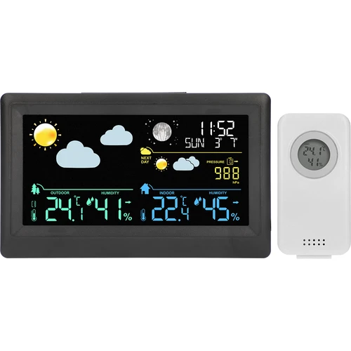 Elektronická meteorologická stanica – bezdrôtová, so senzorom, čierna - 2 ['bezdrôtová meteorologická stanica', ' meranie vonkajšej a vnútornej teploty', ' meranie vlhkosti', ' meteorologická stanica s kalendárom', ' meteorologická stanica s budíkom', ' presná meteorologická stanica', ' meteorologická stanica', ' elektronická meteorologická stanica', ' univerzálna meteorologická stanica', ' ideálny merač počasia', ' kontrola teploty', ' meteorológ', ' senzor vlhkosti', ' vlhkomer', ' barometer', ' meranie atmosférického tlaku', ' meteorológ', ' fázy mesiaca', ' nápad na darček', ' trendy', ' meteorologická stanica s farebným displejom']