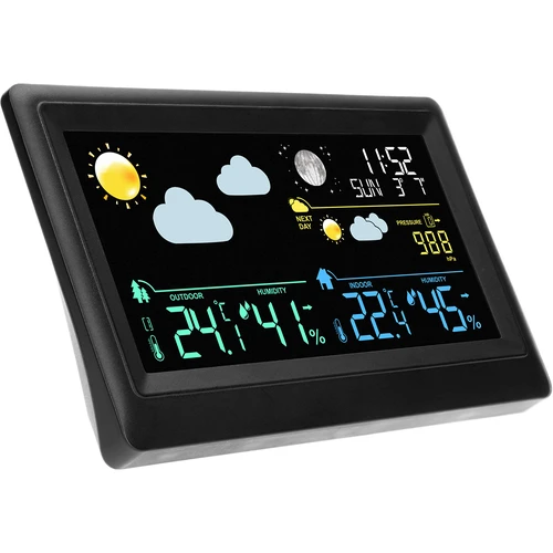 Elektronická meteorologická stanica – bezdrôtová, so senzorom, čierna - 3 ['bezdrôtová meteorologická stanica', ' meranie vonkajšej a vnútornej teploty', ' meranie vlhkosti', ' meteorologická stanica s kalendárom', ' meteorologická stanica s budíkom', ' presná meteorologická stanica', ' meteorologická stanica', ' elektronická meteorologická stanica', ' univerzálna meteorologická stanica', ' ideálny merač počasia', ' kontrola teploty', ' meteorológ', ' senzor vlhkosti', ' vlhkomer', ' barometer', ' meranie atmosférického tlaku', ' meteorológ', ' fázy mesiaca', ' nápad na darček', ' trendy', ' meteorologická stanica s farebným displejom']